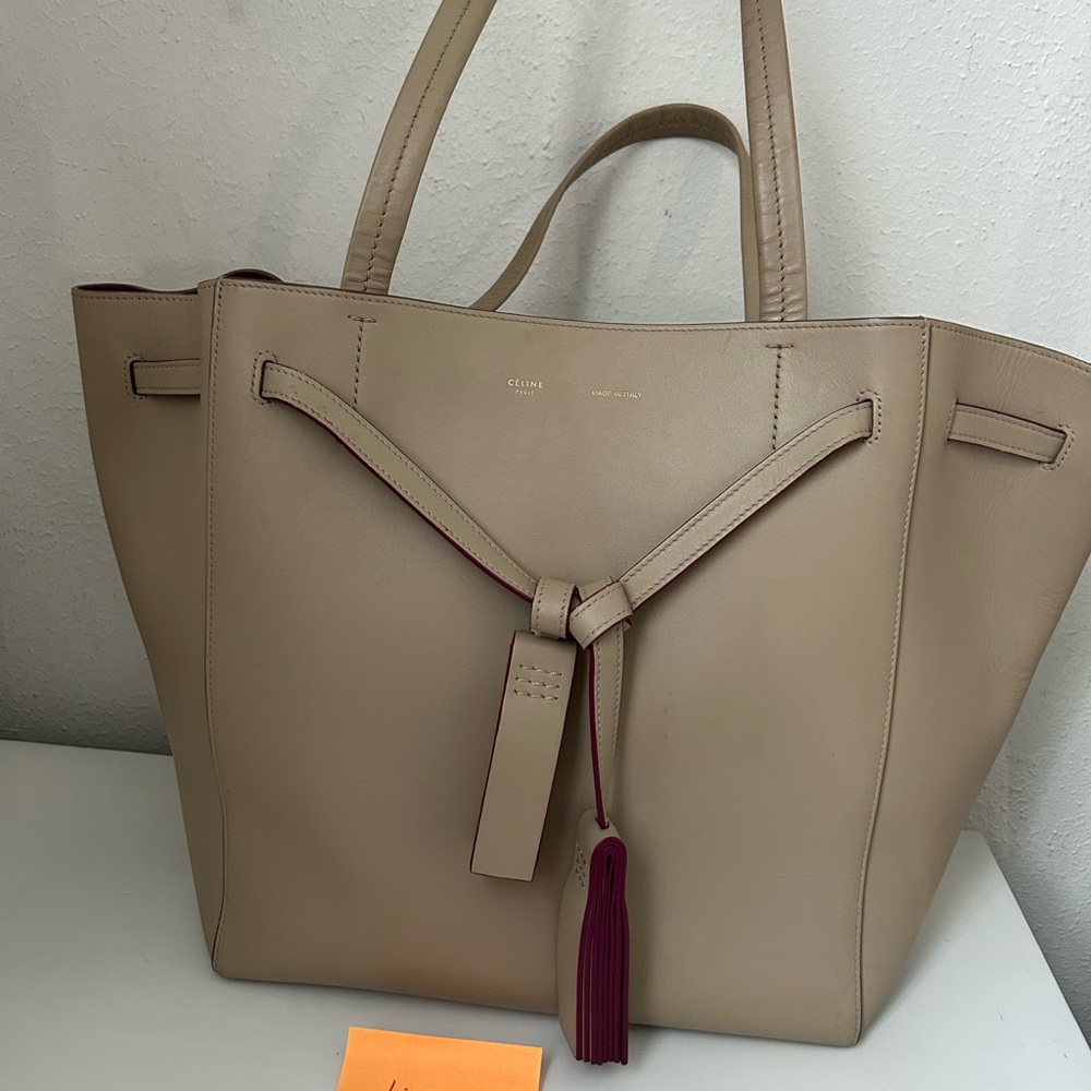 Celine Small Phantom CABAS Beige Leather Tote Bag